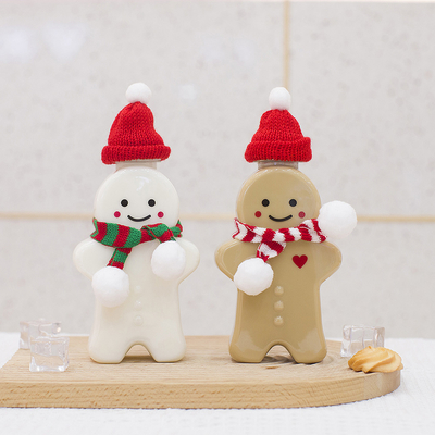 Garrafas de suco de plástico de Natal com tampa à prova de vazamento, garrafas de chá com leite vazias