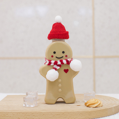 Garrafas de suco de plástico de Natal com tampa à prova de vazamento, garrafas de chá com leite vazias