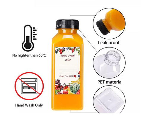 Garrafa de plástico Suco de bebidas para animais com tampa de parafuso Para bebidas 4oz 8oz 12oz 16oz