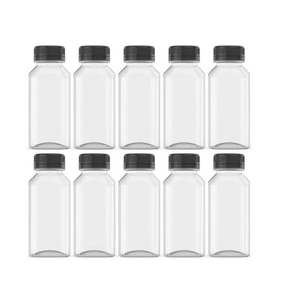 Transparente / cor personalizada 250ml 350ml 500ml PET de qualidade alimentar frasco de suco de plástico com tampa de impressão personalizada