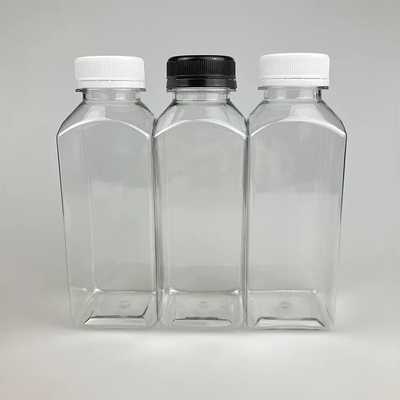 Transparente / cor personalizada 250ml 350ml 500ml PET de qualidade alimentar frasco de suco de plástico com tampa de impressão personalizada