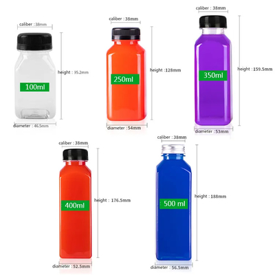 Garrafa de plástico Suco de bebidas para animais com tampa de parafuso Para bebidas 4oz 8oz 12oz 16oz