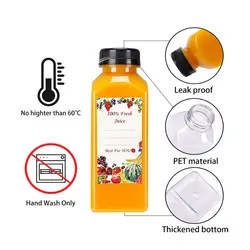Suporte personalizado De tamanho diferente Garrafa de bebida de suco de plástico quadrada de animais de estimação com tampas pretas e brancas