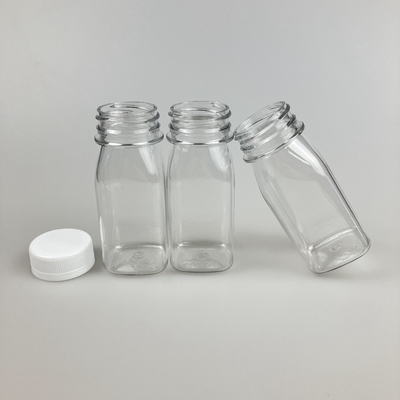 8oz 16oz recipiente de suco de plástico transparente quadrado com tampa de PP