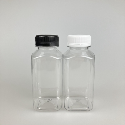 8oz 16oz recipiente de suco de plástico transparente quadrado com tampa de PP