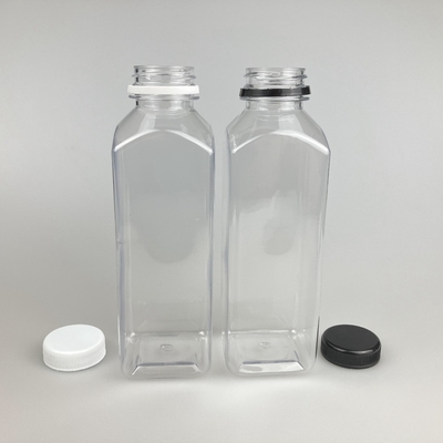 8oz 16oz recipiente de suco de plástico transparente quadrado com tampa de PP