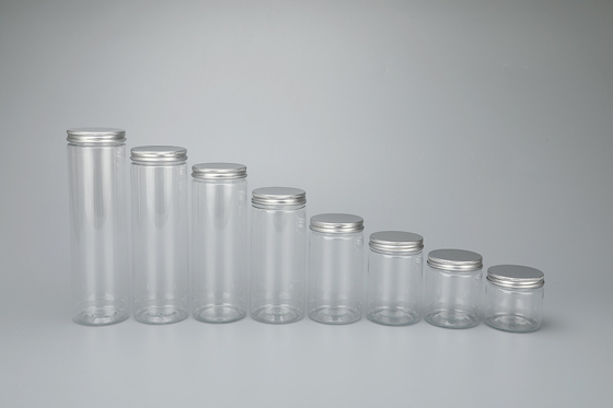 Impressão personalizada de recipientes de frascos de plástico de 65 mm de diâmetro e material duradouro