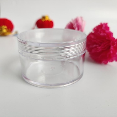 Jar cosmético de plástico de superfície lisa com logotipo personalizado e junta sensível à pressão