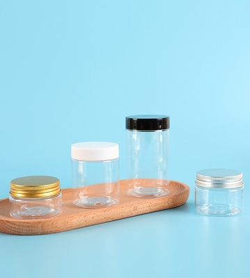 Garrafa cosmética de plástico transparente para armazenamento de alimentos e cosméticos Impressão personalizada de logotipos