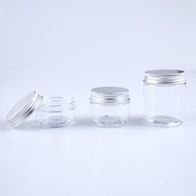 Garrafa cosmética de plástico transparente para armazenamento de alimentos e cosméticos Impressão personalizada de logotipos