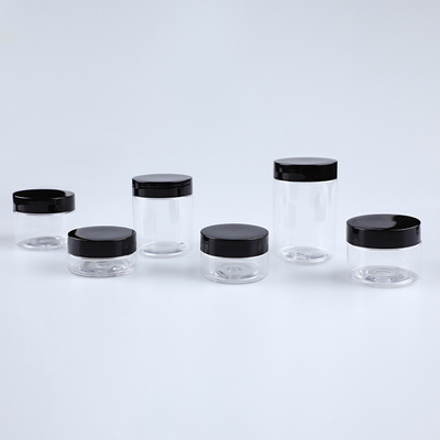 Garrafa cosmética de plástico transparente para armazenamento de alimentos e cosméticos Impressão personalizada de logotipos