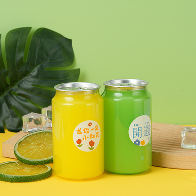 Embalagem ergonómica de 330 ml de plástico com anel de puxa