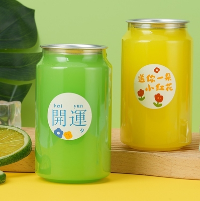 Embalagem ergonómica de 330 ml de plástico com anel de puxa