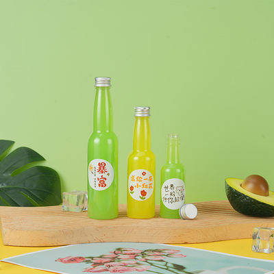 Mini garrafas de suco de forma única garrafas de suco com punho claro