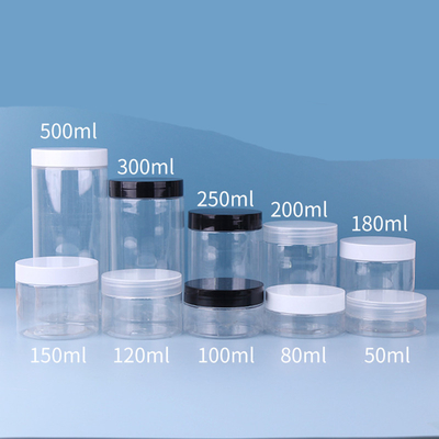 Grade Alimentar Transparente 80ml 100ml 120ml 150ml 250ml 500ml 1000ml frito PET frasco de plástico com tampa