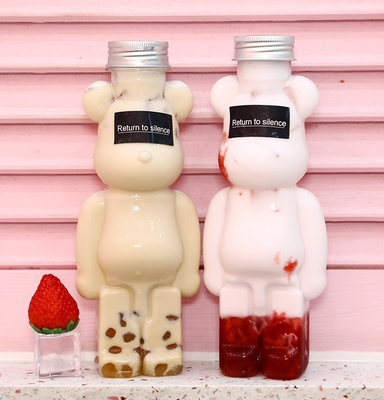 Garrafas de chá de leite de plástico à prova de vazamento com alças 120ml-500ml Capacidade Quadrada Forma redonda