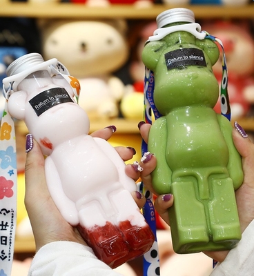Garrafas de chá de leite de plástico à prova de vazamento com alças 120ml-500ml Capacidade Quadrada Forma redonda