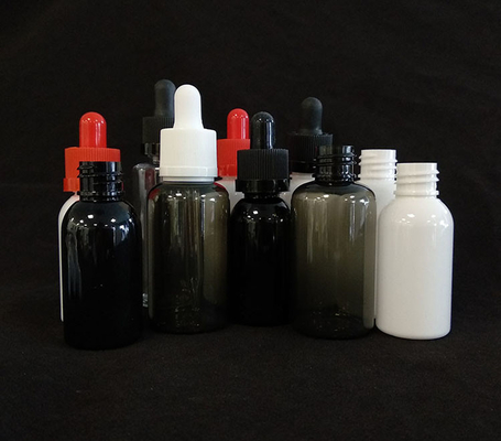 Logotipo personalizado garrafas de gotejamento Conjunto Transparente Preto Vários tamanhos 10ml-120ml Superfície lisa 5000pcs Imprimir