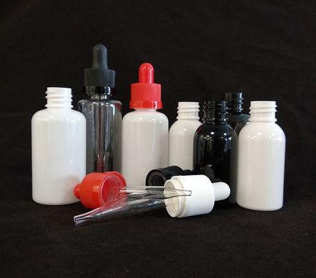 Logotipo personalizado garrafas de gotejamento Conjunto Transparente Preto Vários tamanhos 10ml-120ml Superfície lisa 5000pcs Imprimir