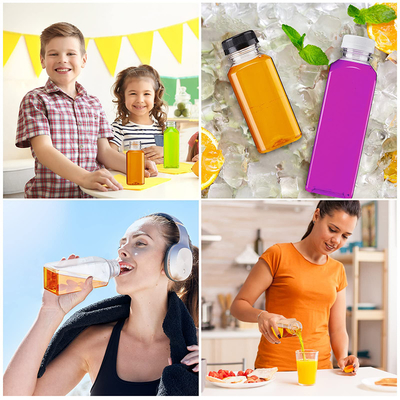 Modern Square Round Plastic Bubble Tea Jugs com Manopla Cobertura à prova de vazamento 120ml-500ml Capacidade