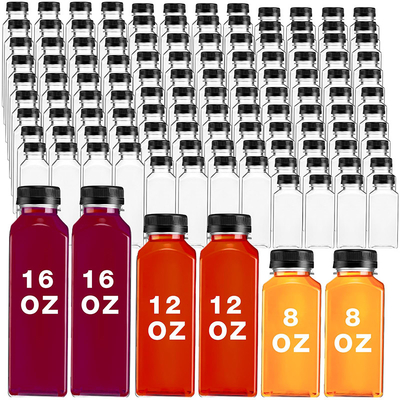 Modern Square Round Plastic Bubble Tea Jugs com Manopla Cobertura à prova de vazamento 120ml-500ml Capacidade