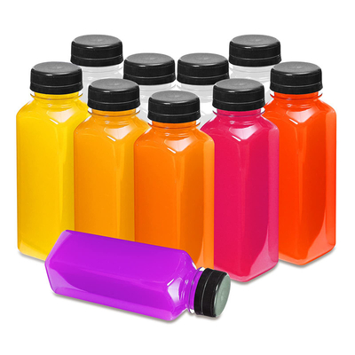 Garrafas de chá de leite de plástico redondo quadrado com alça clara 120 ml 250 ml 350 ml 500 ml Capacidade