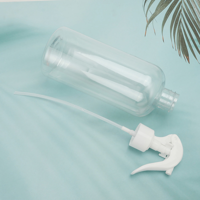 Garrafas de loção de plástico transparente com tampa branca e colar electroplacado UV