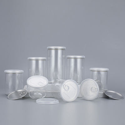 Contenedores de frascos de plástico transparentes personalizáveis com tampa de alumínio de vários tamanhos 2oz-8oz para produtos de beleza.