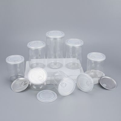 Contenedores de frascos de plástico transparentes personalizáveis com tampa de alumínio de vários tamanhos 2oz-8oz para produtos de beleza.