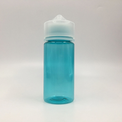 Garrafa de 100 ml de líquido transparente redondo E com tampa de parafuso à prova de crianças