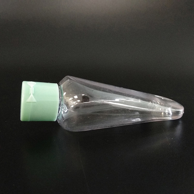 Garrafas de plástico transparente com colares em tamanhos de 30 ml, 50 ml e 60 ml