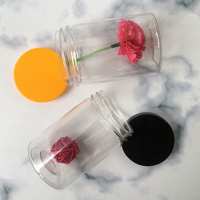 Grátis boca larga 1 oz 4 oz 8 oz âmbar frascos de plástico transparente com tampa