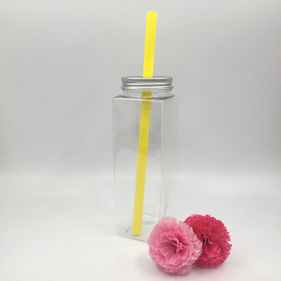 Garrafas de chá de leite de plástico transparente de 500 ml para suco e café