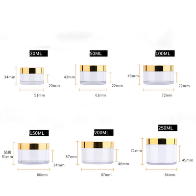 Jarro de creme redondo de plástico transparente de 10 ml a 150 ml com junta sensível à pressão