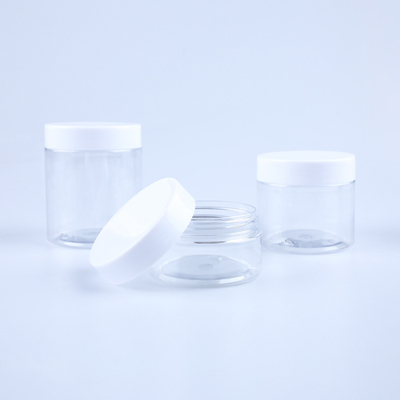 PET 1oz 2oz 4oz 6oz 8oz 12oz 16oz frascos de plástico de boca larga transparente com tampa de alumínio