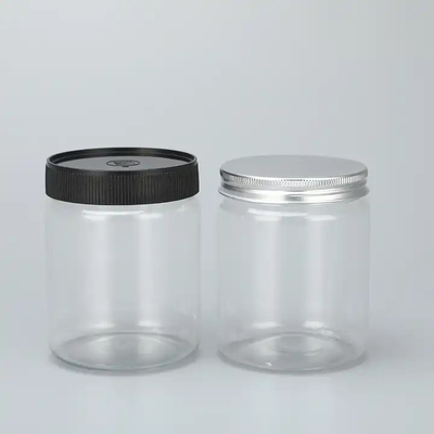 Frascos de PET de plástico branco de qualidade alimentar 4oz 8oz 300ml 500ml forma redonda vazio creme para olhos e rosto frascos de creme recipiente 16oz