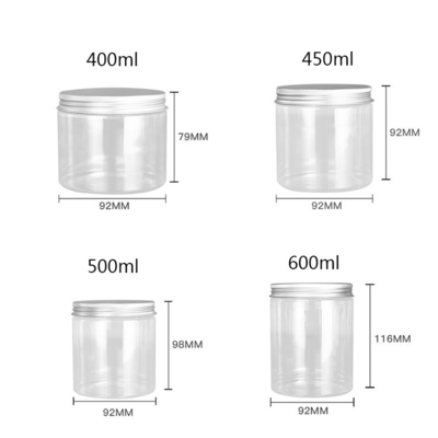 Frascos de PET de plástico branco de qualidade alimentar 4oz 8oz 300ml 500ml forma redonda vazio creme para olhos e rosto frascos de creme recipiente 16oz