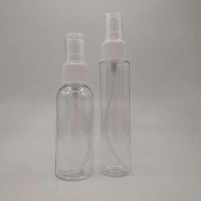 Garrafa de spray PET transparente com design redondo clássico suave