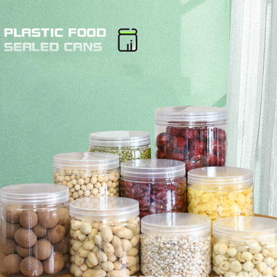 Fabricante por grosso frascos vazios transparentes frascos de plástico para amendoim frascos de plástico transparentes personalizados com tampas