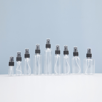 Garrafa de pulverização de plástico PET transparente e ecológica para uso diário 10ml 15ml 30ml 50ml 60m 70ml 100ml 200ml 500ml