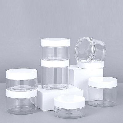Frascos de plástico transparente e de parafuso personalizáveis