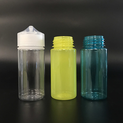 Garrafas de plástico PET transparentes de 100 ml com tampas de parafuso de metal para E líquido
