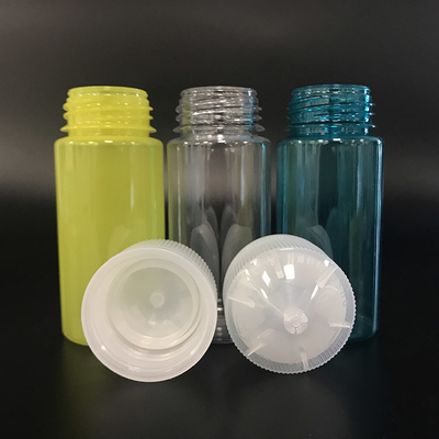 Garrafas de plástico PET transparentes de 100 ml com tampas de parafuso de metal para E líquido
