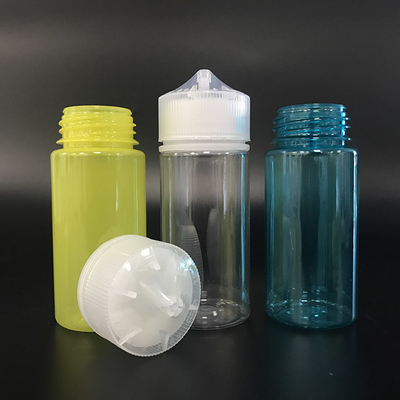 Garrafas de plástico PET transparentes de 100 ml com tampas de parafuso de metal para E líquido