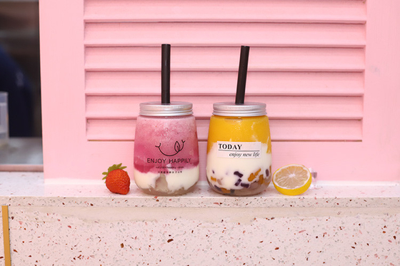 Garrafas de suco de leite e chá de plástico colorido à prova de vazamento