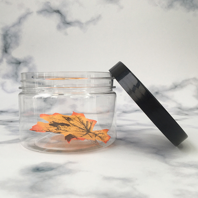 Containers de frascos de plástico transparente personalizáveis com tampas de alumínio para 2-8oz de capacidade