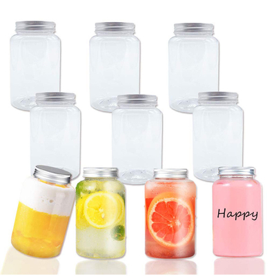 Contêiner de bebidas de plástico moderno quadrado e redondo com tampa