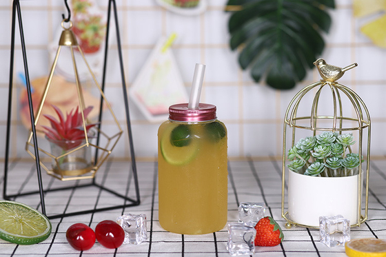 Contêiner de bebidas de plástico moderno quadrado e redondo com tampa