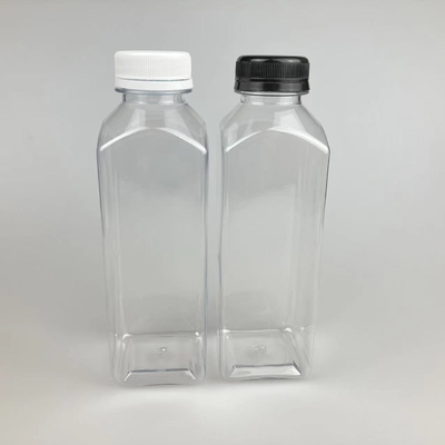 Garrafas de chá de leite de plástico transparente e quadrada à prova de vazamento com alças duráveis