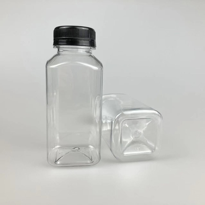 Garrafas de chá de leite de plástico transparente e quadrada à prova de vazamento com alças duráveis